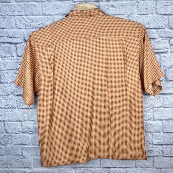 Vintage Tommy Bahama Men Orange Hawaiian Short Sleeve 100% Silk Shirt Large Flaw - Picture 3 of 7